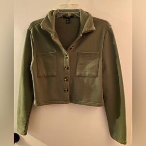 Olive Green Cropped Shacket